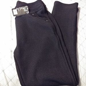 Dark Gray Faux Fur Lined Stretch Pants